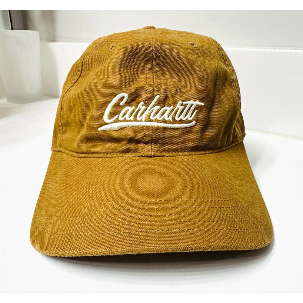 Carhartt Men's Brown Script Logo Baseball Cap Adjustable One Size Solid